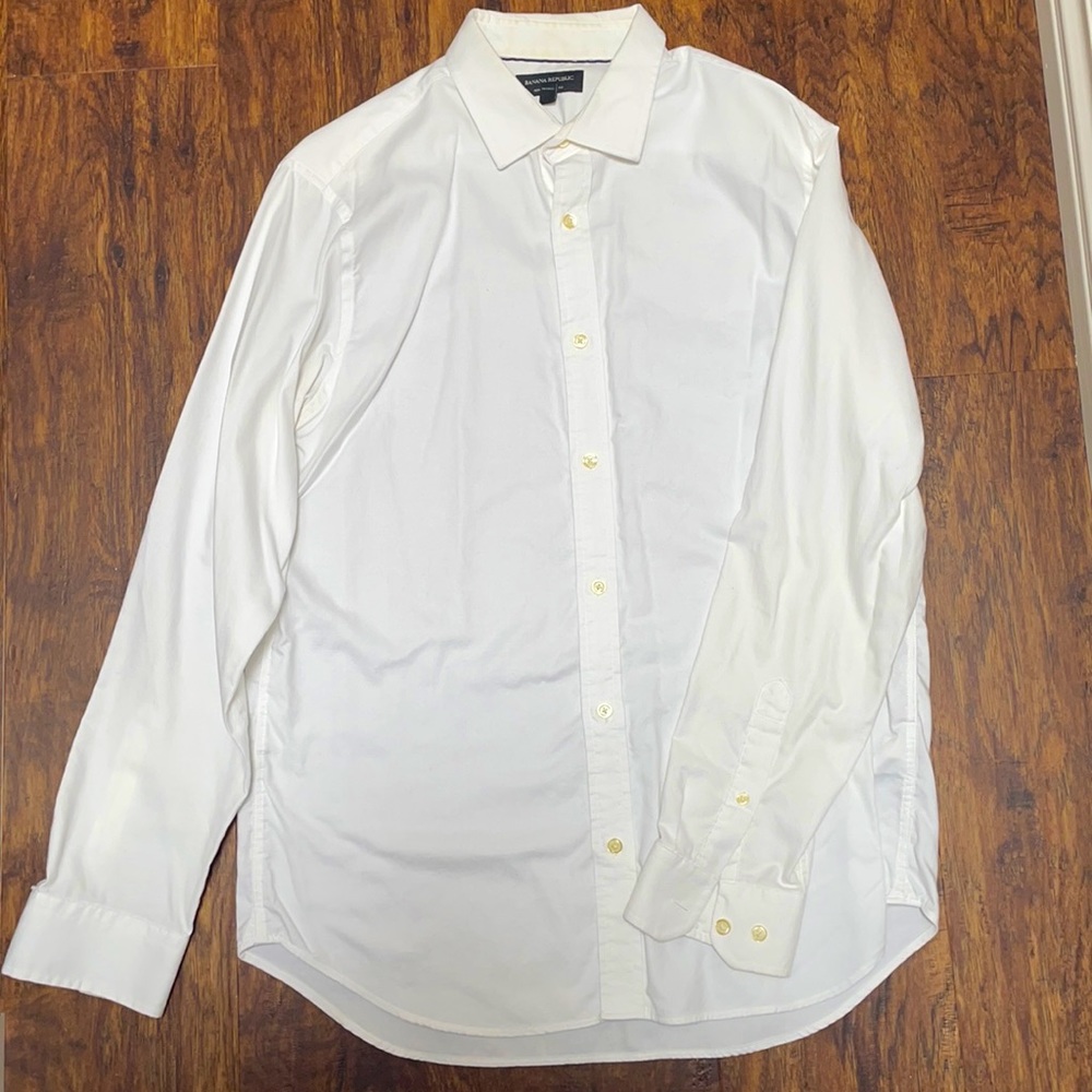 White Slim Fit Banana Republic Button Down